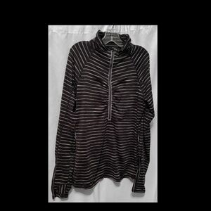 Athleta Womens Jacket Striped Elite Active Half Zip Reflective Black athletic m